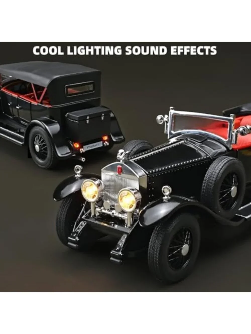 Vintage Diecast Car Model Kits for Adults & Kids, Pull Back Cars with Lights
